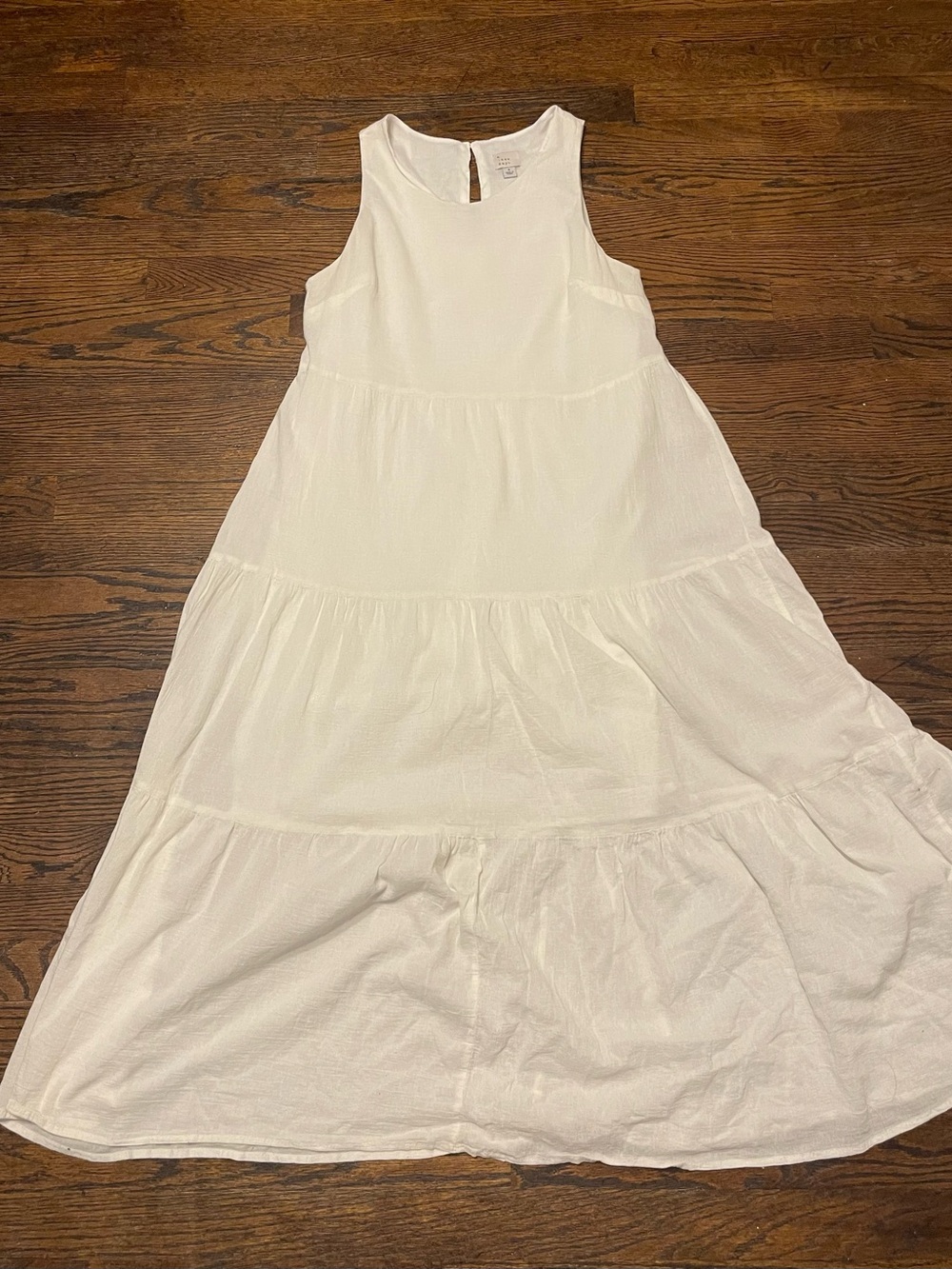 Sleeveless White Tiered Maxi Dress - Casual Summer Dress size S 100% cotton - Picture 12 of 14